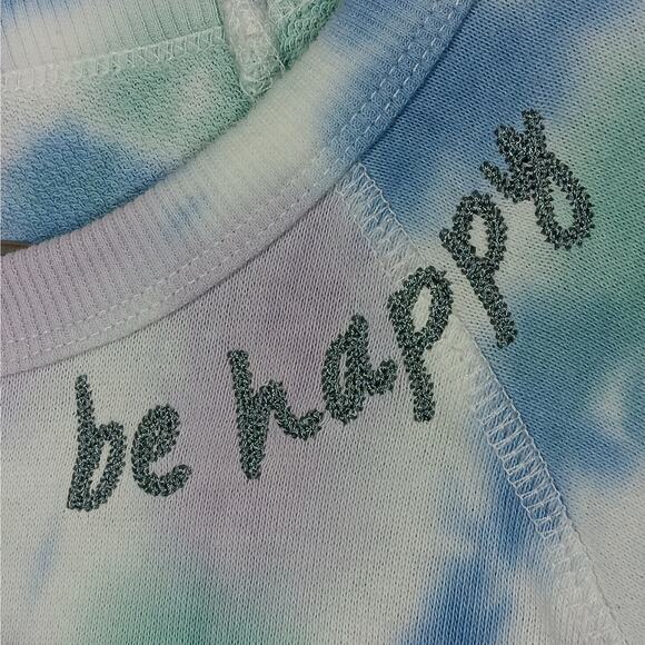 Grayson Threads Tie Dye "Be Happy" Sweatshirt Blue and Purple Crewneck Pullover - Picture 6 of 11